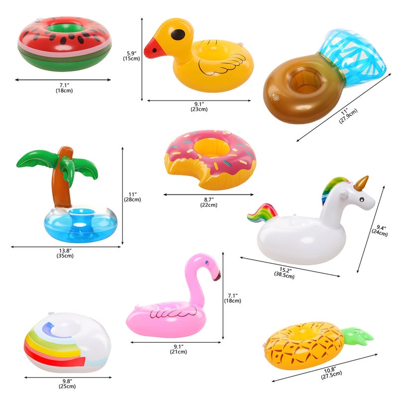 Bm مجموعة 9 قطع من عوامات السباحة لدمى الفتيات، حلقة قابلة للنفخ لحفلة السباحة، حامل مشروبات لدمى بطول 11.5 بوصة، ألعاب بركة السباحة - Image 3